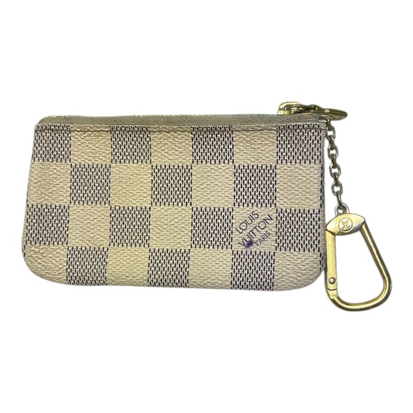 🔑 Louis Vuitton Damier Azur Key Pouch w/ Chain & LV Clasp - Picture 1 of 8
